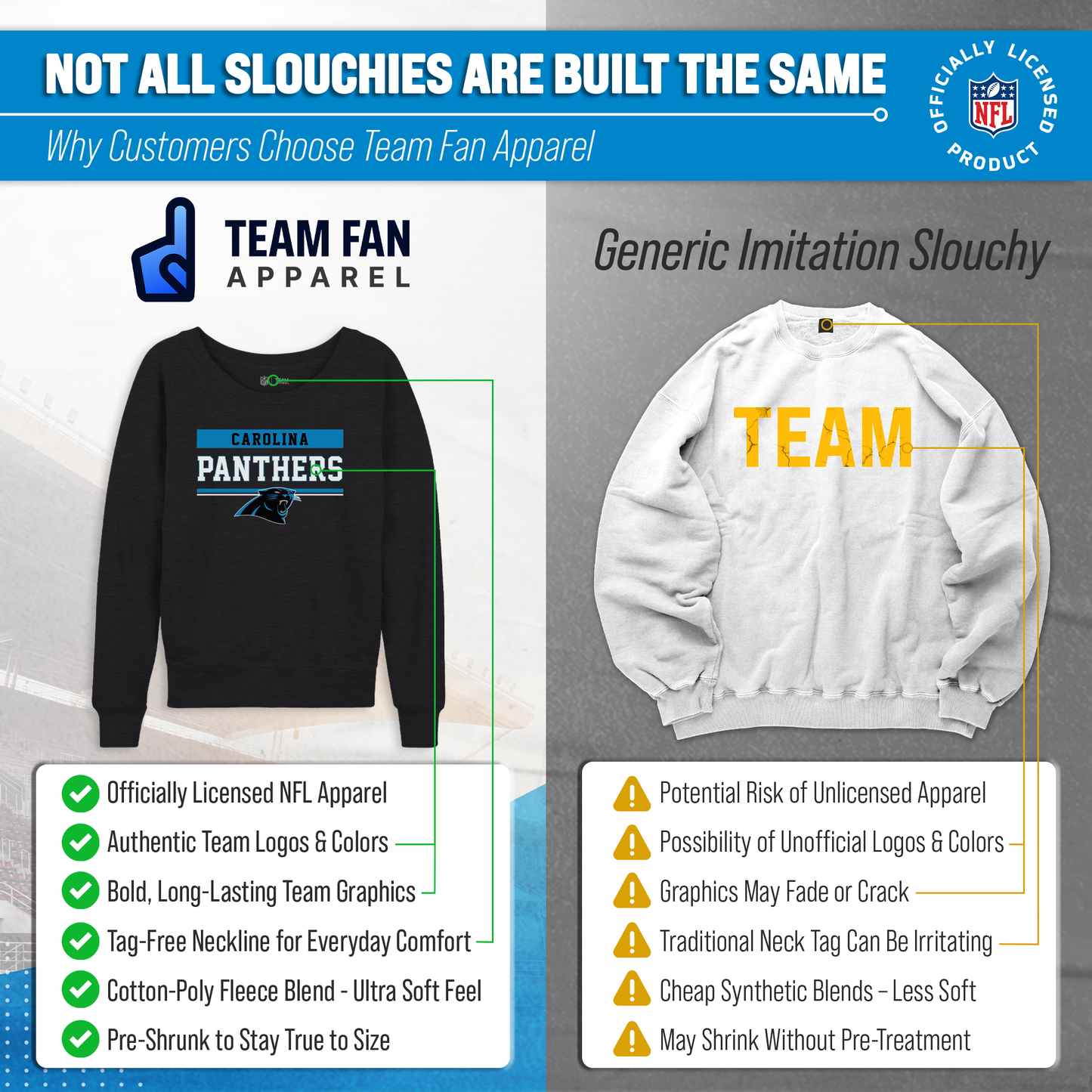 Carolina Panthers NFL Womens Charcoal Crew Neck Football Apparel - Charcoal