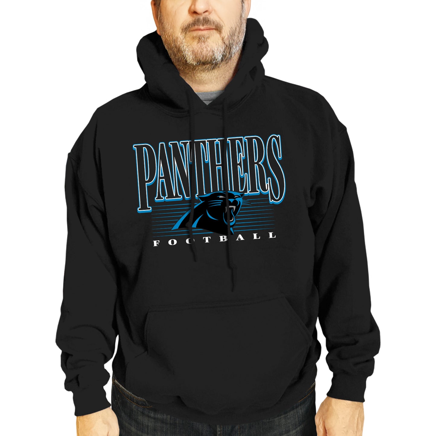 Carolina Panthers NFL Adult Unisex Overtime Blueprint Soft Fleece Hooded Sweatshirt - Black
