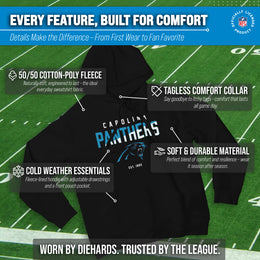 Carolina Panthers Adult NFL Diagonal Fade Fleece Hooded Sweatshirt - Black