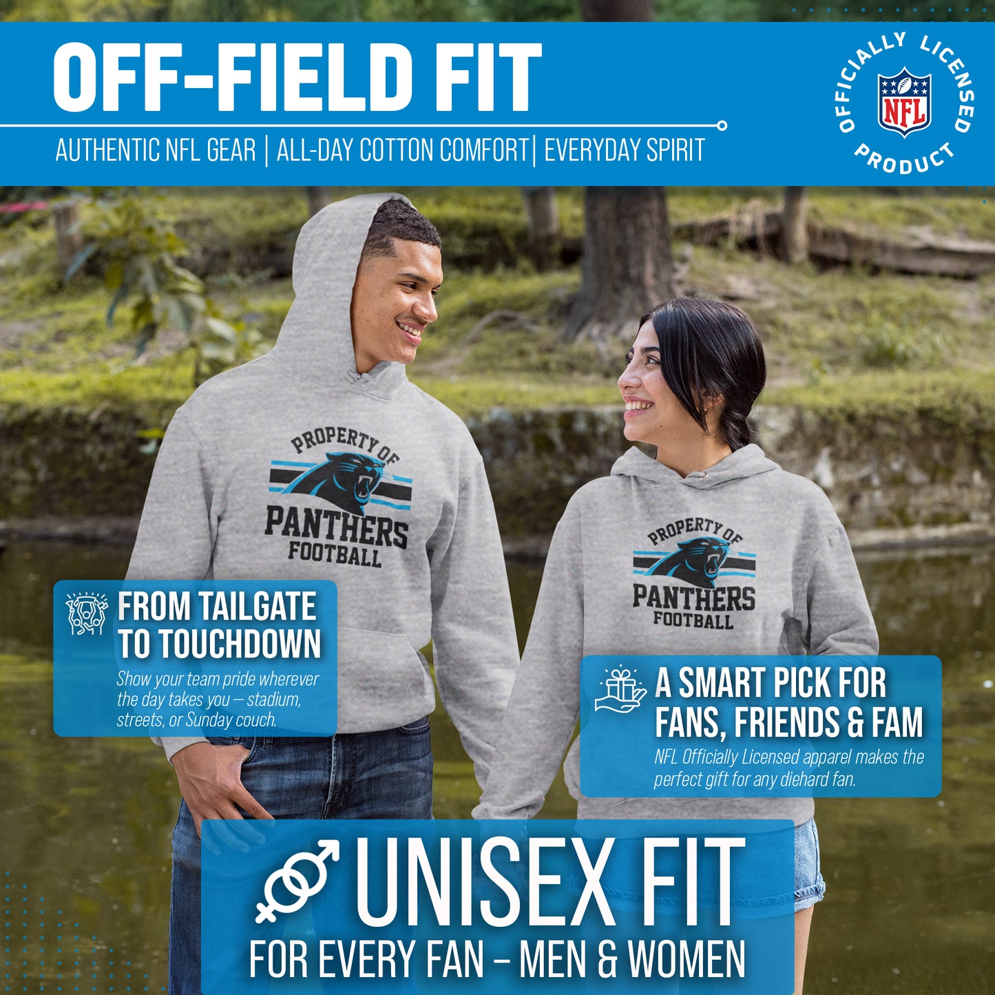 Carolina Panthers NFL Adult Property Of Hooded Sweatshirt - Sport Gray
