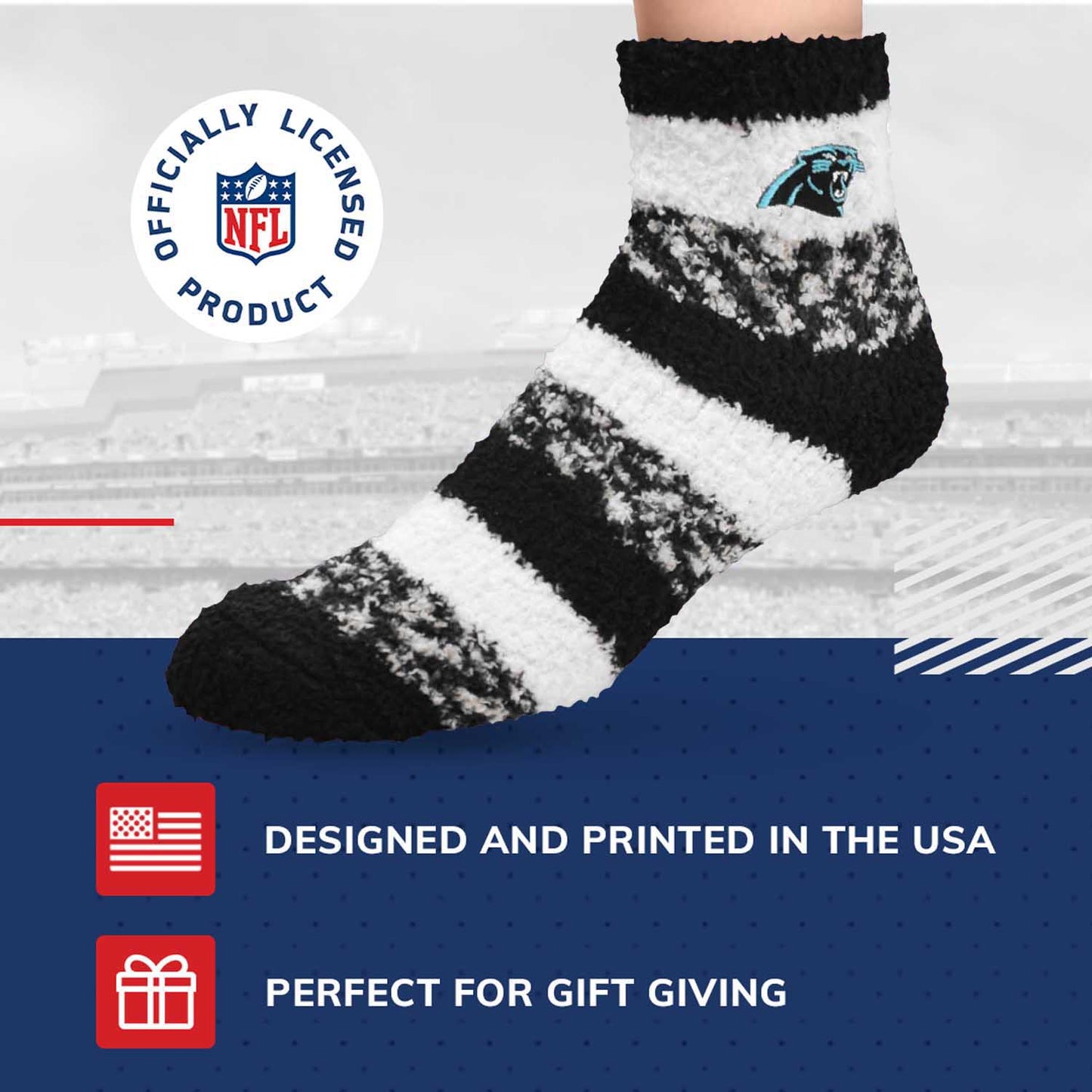 Carolina Panthers NFL Cozy Soft Slipper Socks - Black