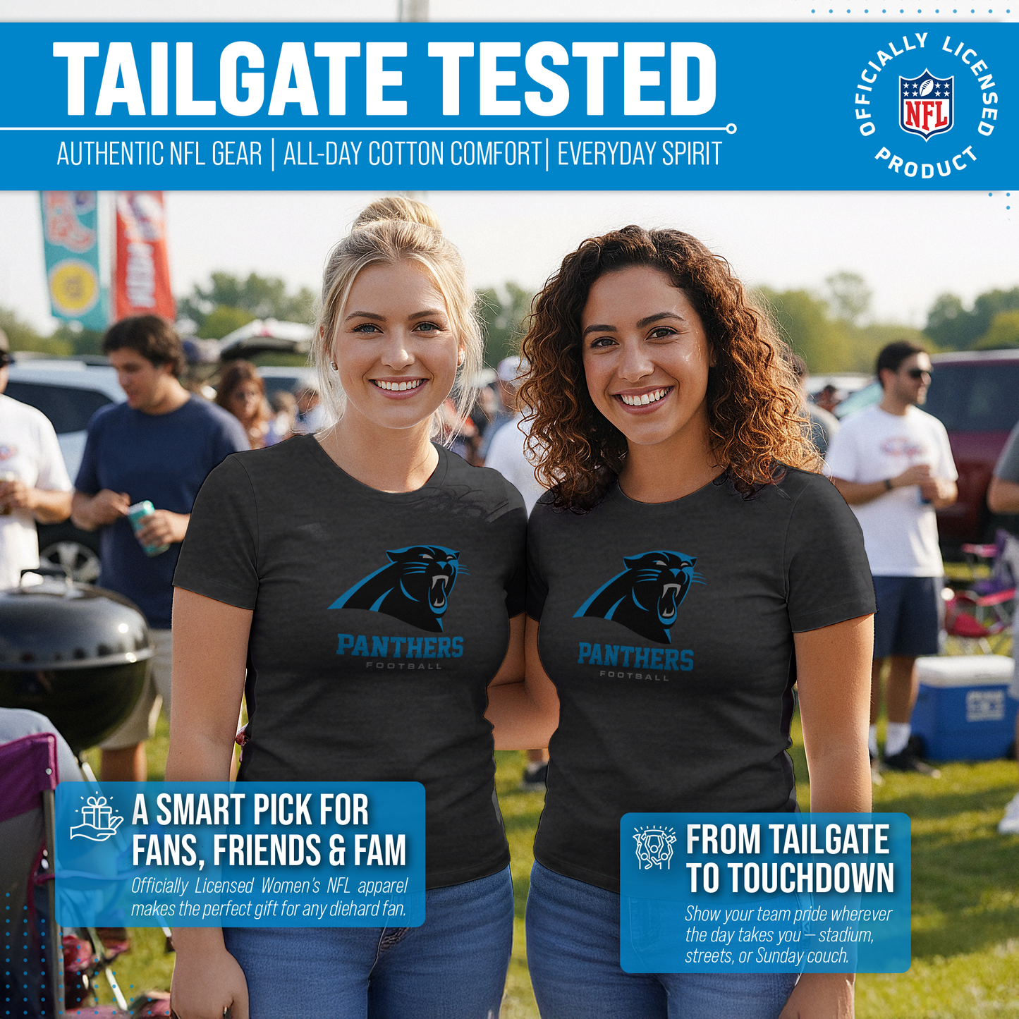 Carolina Panthers Women's NFL Ultimate Fan Logo Short Sleeve T-Shirt - Black