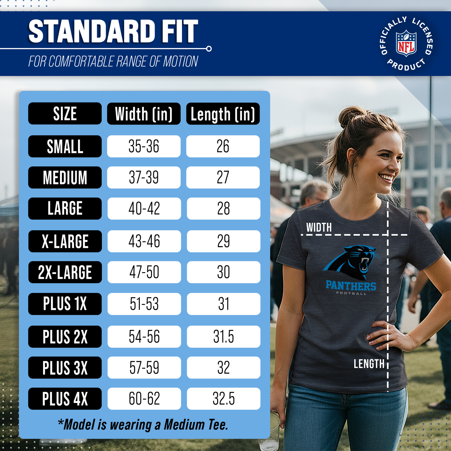 Carolina Panthers Women's NFL Ultimate Fan Logo Short Sleeve T-Shirt - Black