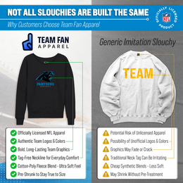 Carolina Panthers Women's NFL Ultimate Fan Logo Slouchy Crewneck -Tagless Fleece Lightweight Pullover - Charcoal