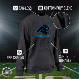 Carolina Panthers Women's NFL Ultimate Fan Logo Slouchy Crewneck -Tagless Fleece Lightweight Pullover - Charcoal