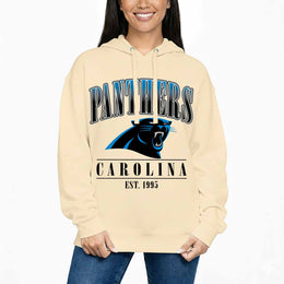 Carolina Panthers Ladies NFL Starstruck Fleece Pullover Hooded Sweatshirt - Cream