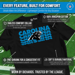 Carolina Panthers NFL Youth Repeating Logo Football T-Shirt Unisex Tag Free Comfortable - Black