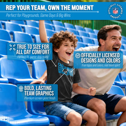 Carolina Panthers NFL Youth Repeating Logo Football T-Shirt Unisex Tag Free Comfortable - Black