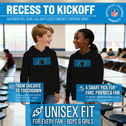 Carolina Panthers NFL Youth Repeating Logo Football Fleece Hooded Sweatshirt - Black