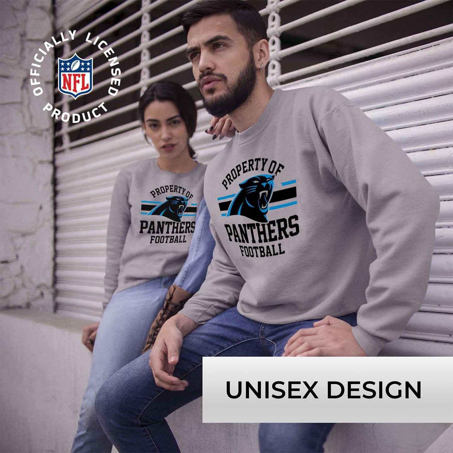 Carolina Panthers NFL Adult Property Of Crewneck Fleece Sweatshirt - Sport Gray
