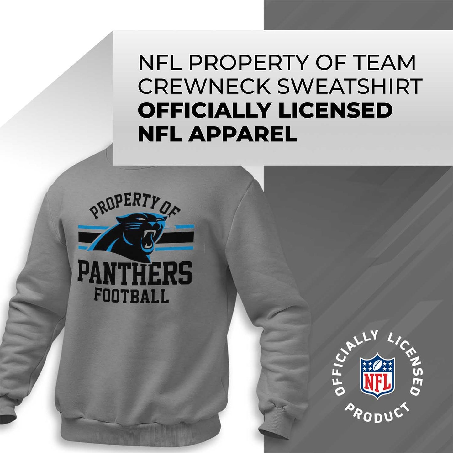 Carolina Panthers NFL Adult Property Of Crewneck Fleece Sweatshirt - Sport Gray