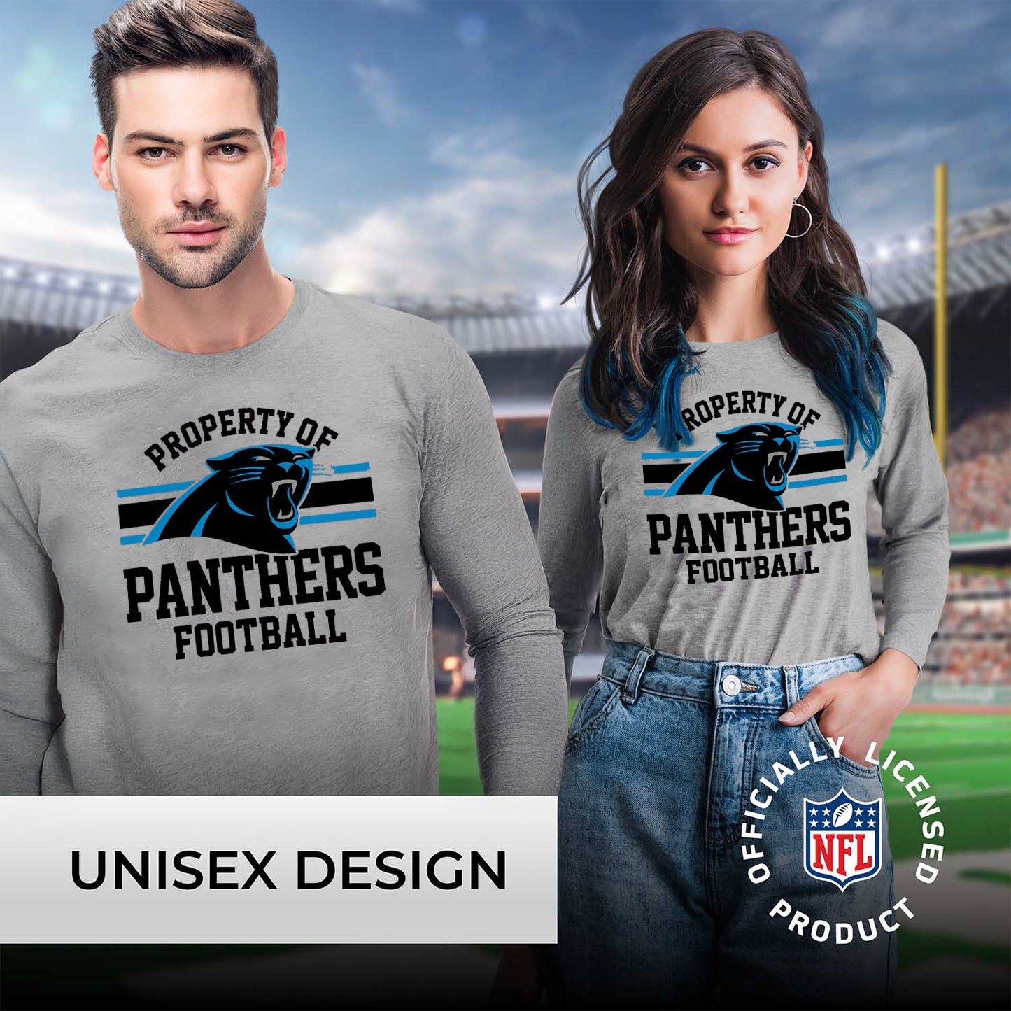 Carolina Panthers NFL Adult Property Of Long SleeveT Shirt - Sport Gray