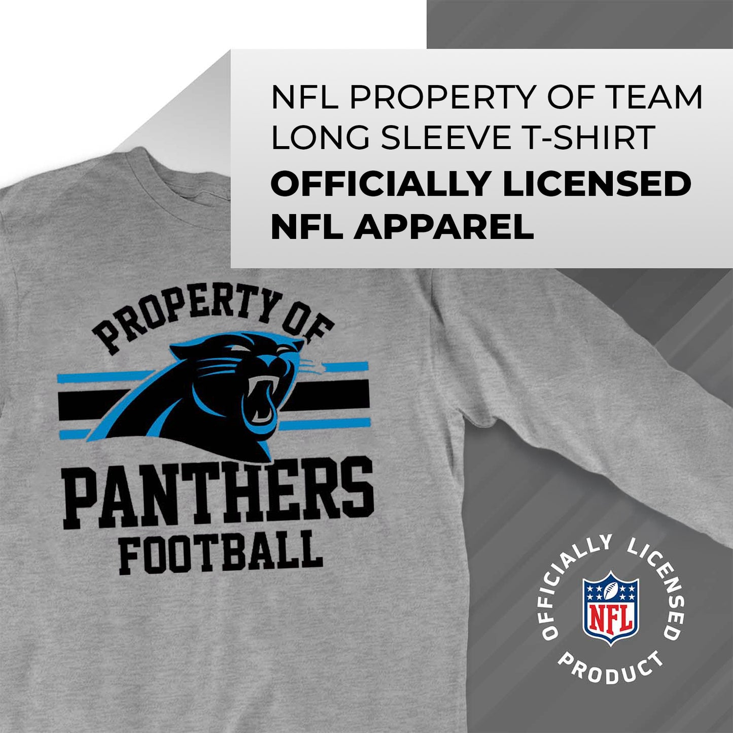 Carolina Panthers NFL Adult Property Of Long SleeveT Shirt - Sport Gray