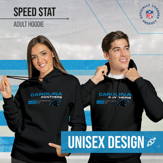 Carolina Panthers Adult NFL Speed Stat Sheet Fleece Hooded Sweatshirt - Black