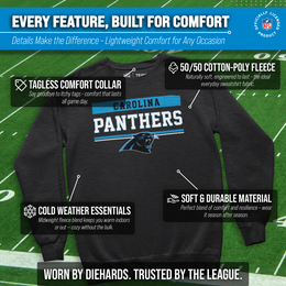 Carolina Panthers NFL Adult Long Sleeve Team Block Charcoal Crewneck Sweatshirt - Charcoal