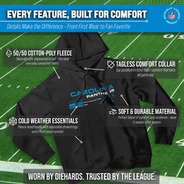 Carolina Panthers Adult NFL Speed Stat Sheet Fleece Hooded Sweatshirt - Black