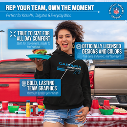 Carolina Panthers Adult NFL Speed Stat Sheet Fleece Hooded Sweatshirt - Black