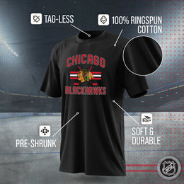 Chicago Blackhawks NHL Adult Faceoff Tag-Less T-Shirt - Black