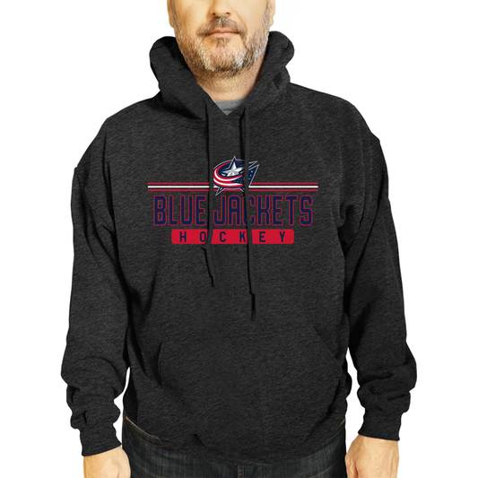 Columbus Blue Jackets NHL Adult Heather Charcoal True Fan Hooded Sweatshirt Unisex - Charcoal