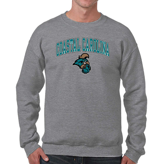 Coastal Carolina Chanticleers Adult Arch & Logo Soft Style Gameday Crewneck Sweatshirt - Graphite