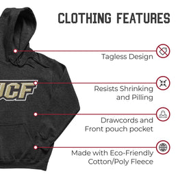 Central Florida Knights NCAA Adult Cotton Blend Charcoal Hooded Sweatshirt - Charcoal