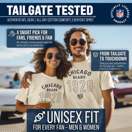 Chicago Bears NFL Adult Big Date Tag-Less T-Shirt - Natural