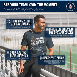 Chicago Bears NFL Adult Distressed Helmet Tag-Less T-Shirt - Navy Heather