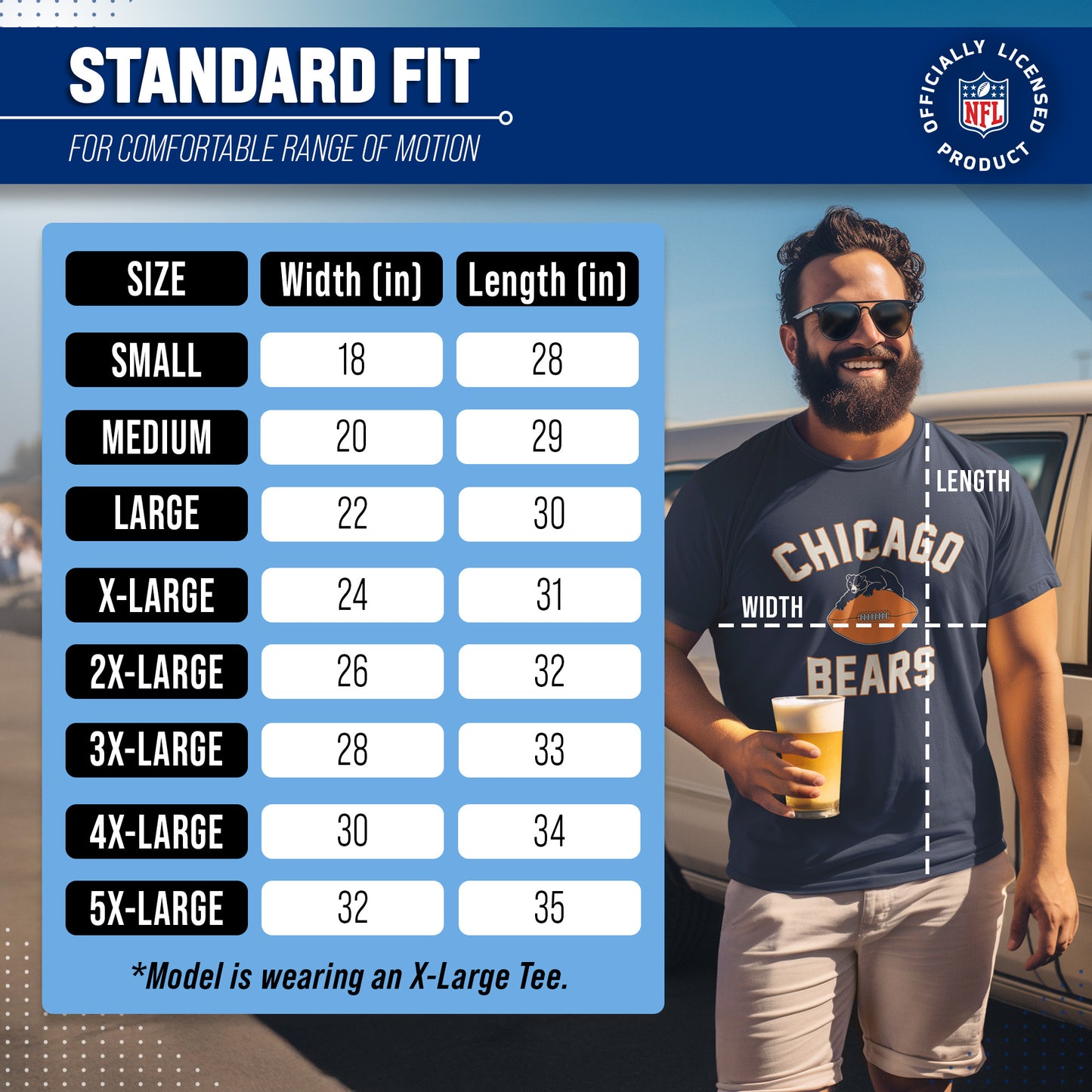 Chicago Bears NFL Adult Retro Gameday Unisex T-Shirt - Navy