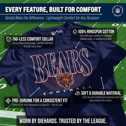 Chicago Bears NFL Adult Overtime Blueprint Tag-Less T-Shirt - Navy
