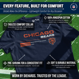 Chicago Bears Adult NFL Speed Stat Sheet T-Shirt - Navy