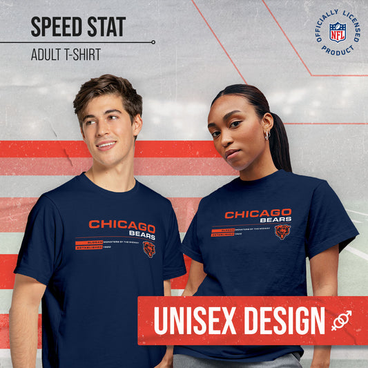Chicago Bears Adult NFL Speed Stat Sheet T-Shirt - Navy