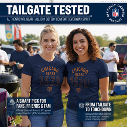 Chicago Bears NFL Womens Big Date Tag-Less T-Shirt - Navy