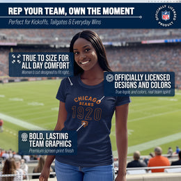 Chicago Bears NFL Womens Big Date Tag-Less T-Shirt - Navy