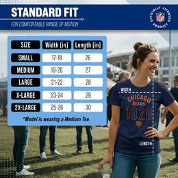 Chicago Bears NFL Womens Big Date Tag-Less T-Shirt - Navy