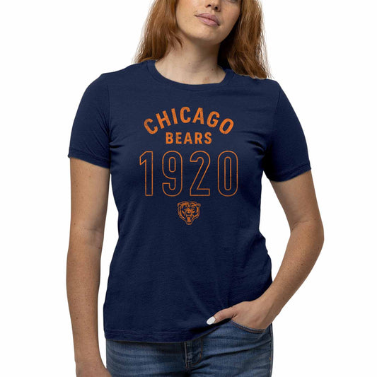 Chicago Bears NFL Womens Big Date Tag-Less T-Shirt - Navy