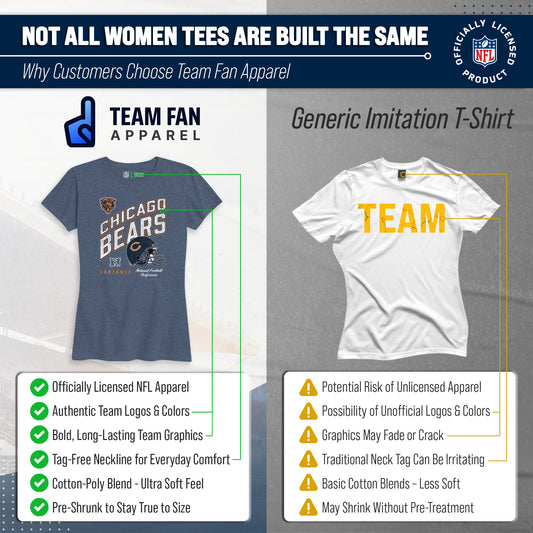 Chicago Bears NFL Womens Distressed Helmet Tag-Less Soft T-Shirt - Blue Heather