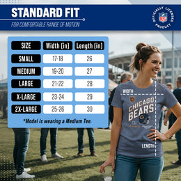 Chicago Bears NFL Womens Distressed Helmet Tag-Less Soft T-Shirt - Blue Heather