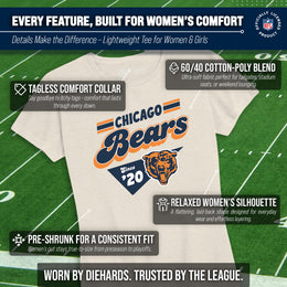 Chicago Bears NFL Womens Vintage Charm Tag-Less Soft T-Shirt - Birch