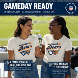 Chicago Bears NFL Womens Vintage Charm Tag-Less Soft T-Shirt - Birch