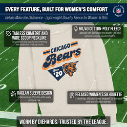 Chicago Bears NFL Womens Vintage Charm Slouchy Crewneck - Birch