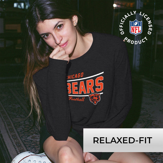 Chicago Bears NFL Womens Crew Neck Light Weight - Heather Charcoal