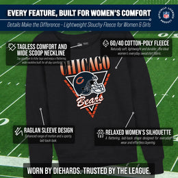 Chicago Bears NFL Womens Retro Triangle Slouchy Crewneck - Heather Charcoal