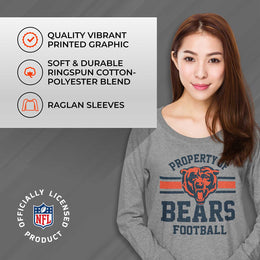 Chicago Bears NFL Womens Property of Lighweight Crew Neck - Sport Gray