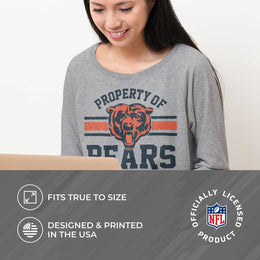 Chicago Bears NFL Womens Property of Lighweight Crew Neck - Sport Gray