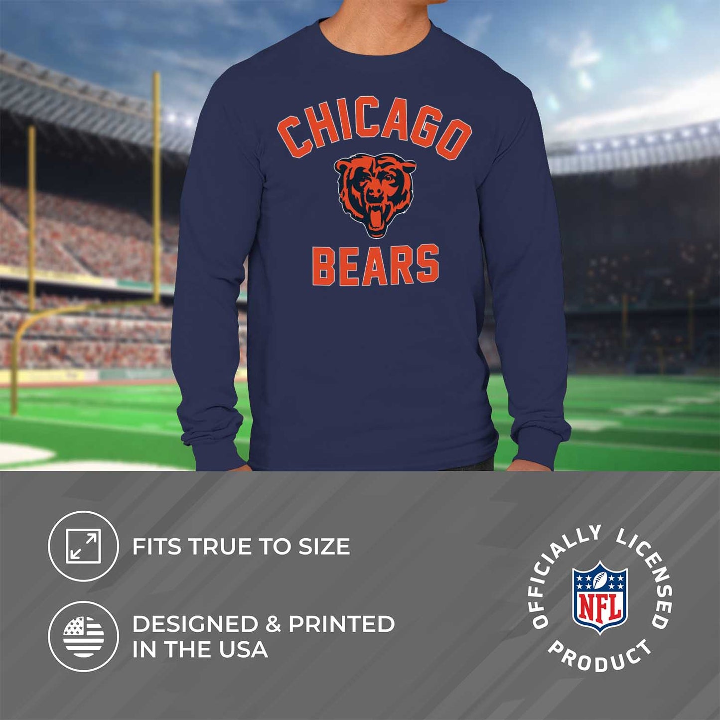 Chicago Bears NFL Gameday Adult Long Sleeve Shirt - Navy