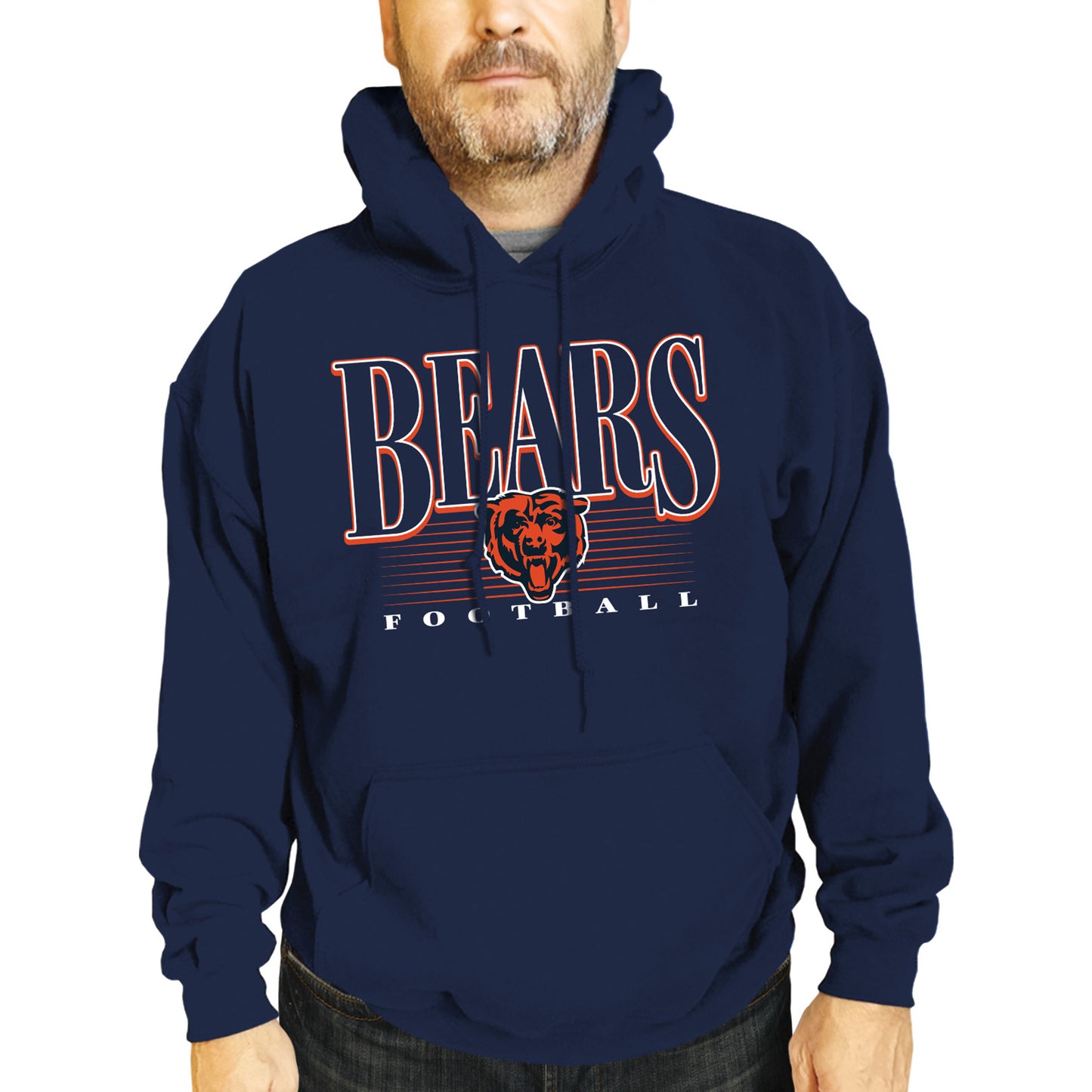 Chicago Bears NFL Adult Unisex Overtime Blueprint Soft Fleece Hooded Sweatshirt - Navy
