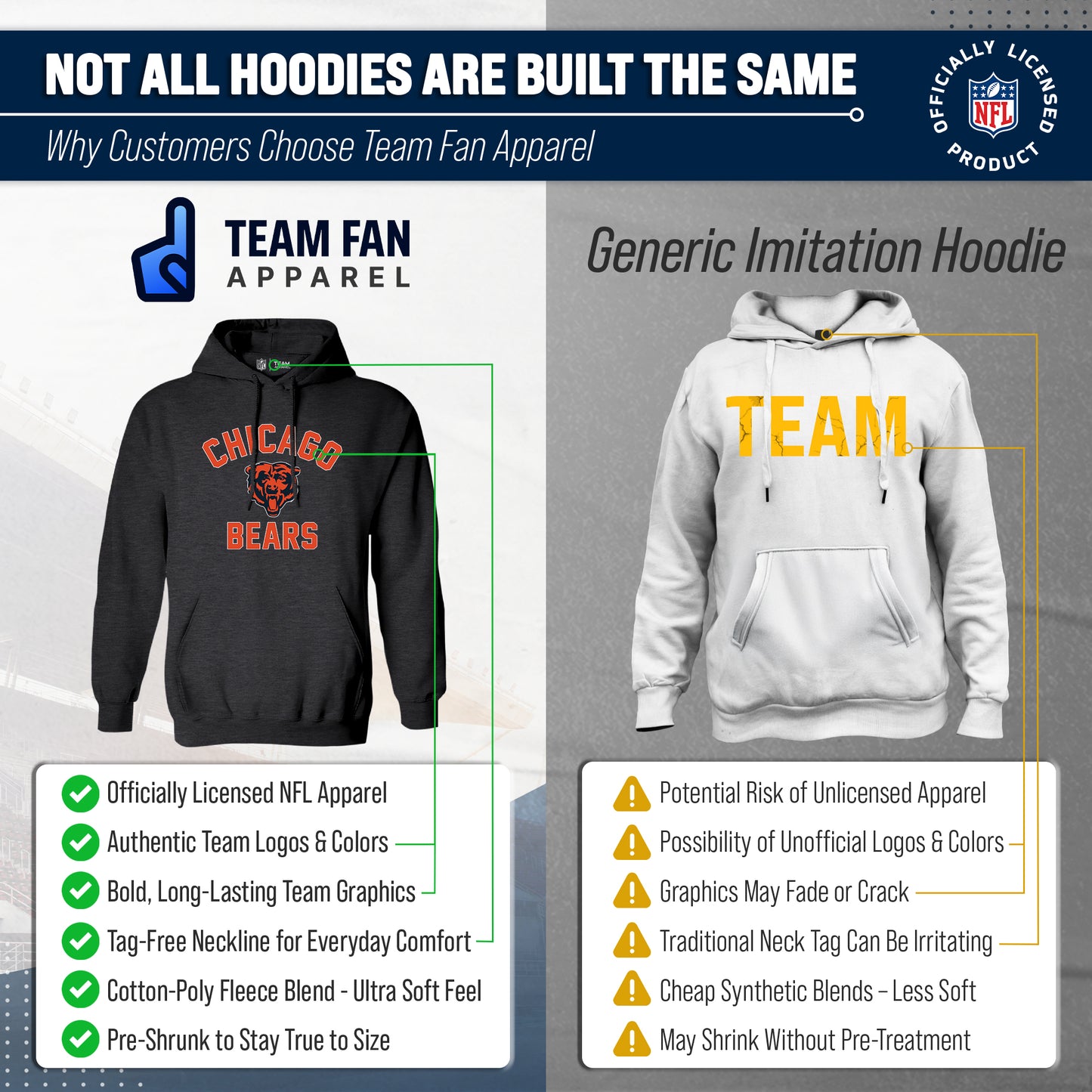 Chicago Bears NFL Adult Gameday Hooded Sweatshirt - Heathered Charcoal
