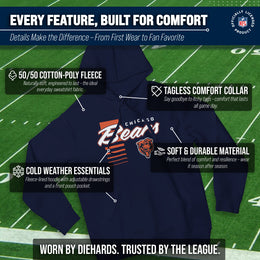 Chicago Bears NFL Adult Unisex Retro Script Ultra Soft Fleece Hooded Sweatshirt - Navy