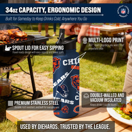 Chicago Bears NFL 34oz Quencher Stainless Steel Insulated Water Bottle - Navy