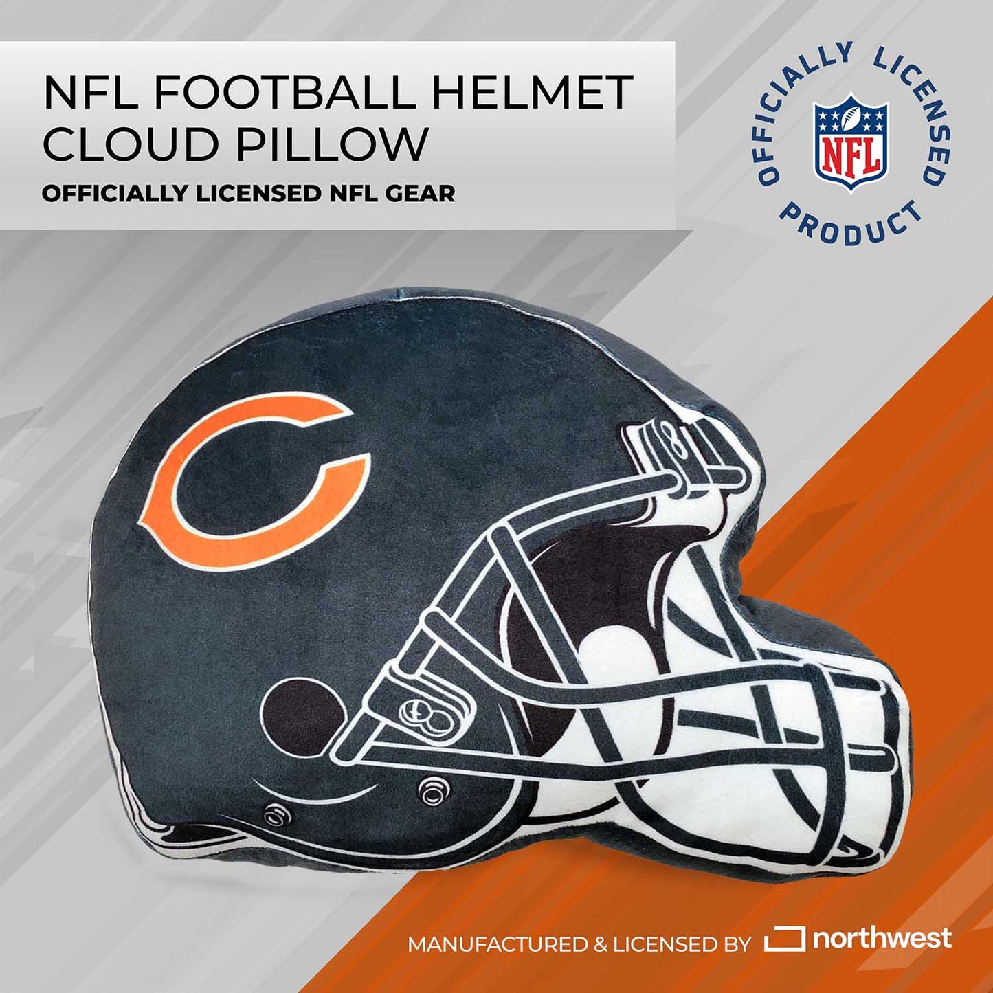 Chicago Bears NFL Helmet Football Super Soft Plush Pillow - Navy
